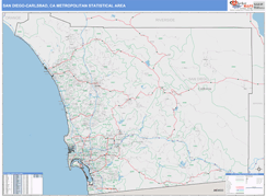 San Diego-Carlsbad Metro Area Digital Map Color Cast Style